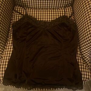 Lacey silk brown tank top